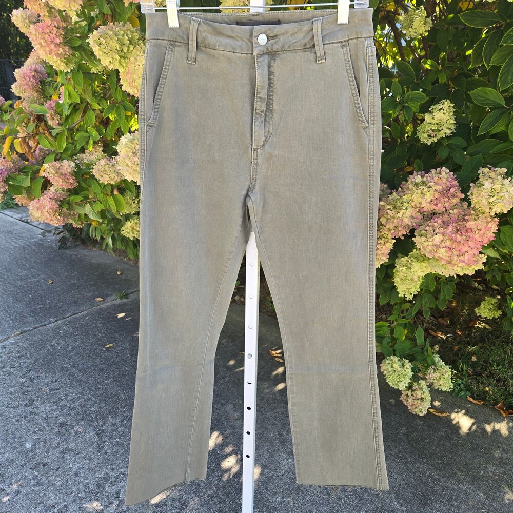 Joe's Women's Jeans Straight High Rise Light Olive Green Raw Hem size 27